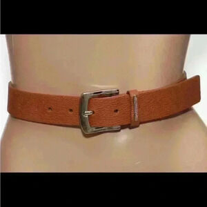 Calvin Klein Brown Synthetic Leather Belt Silver Buckle‎ Size xl